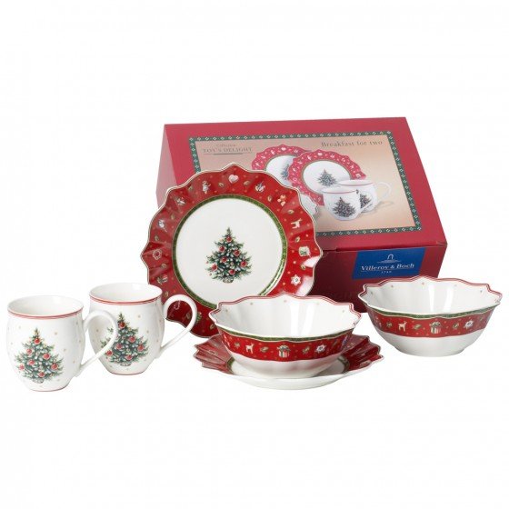 Villeroy & Boch Toy's Delight frukost frukostset för 2 personer, rött, 6 delar-180215 i gruppen SERVERING / Tallrikar / Jultallrikar hos NordiskaDeko Djursholm (4003686180215)