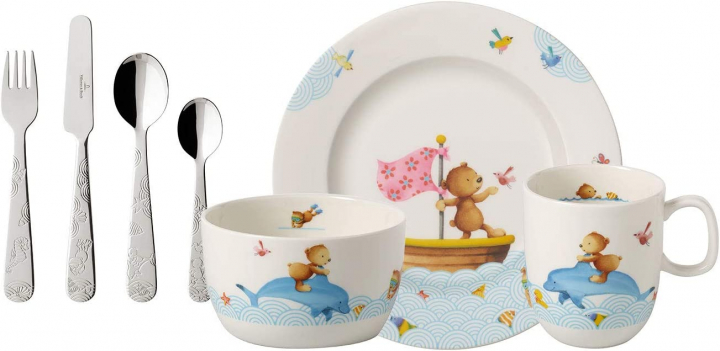 Barnset Happy as a Bear 7 delar, premium porslin, Villeroy & Boch- 1486648435 i gruppen SERVERING / Barnservering / Barnserviser hos NordiskaDeko Djursholm (4003686418592)