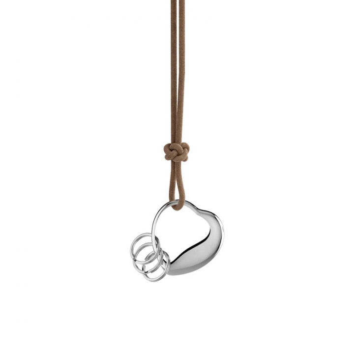 Georg Jensen HJÄRTA Nyckelring, Rostfritt stål, läder - 10020644 i gruppen INREDNING / Dekoration hos NordiskaDeko Djursholm (5713275256564)