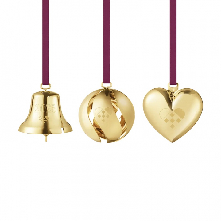Georg Jensen 2025 Ornamentset, 3 delar, klocka, boll och hjärta - 10020819 i gruppen INREDNING / Dekoration / Juldekorationer hos NordiskaDeko Djursholm (5713275263258)