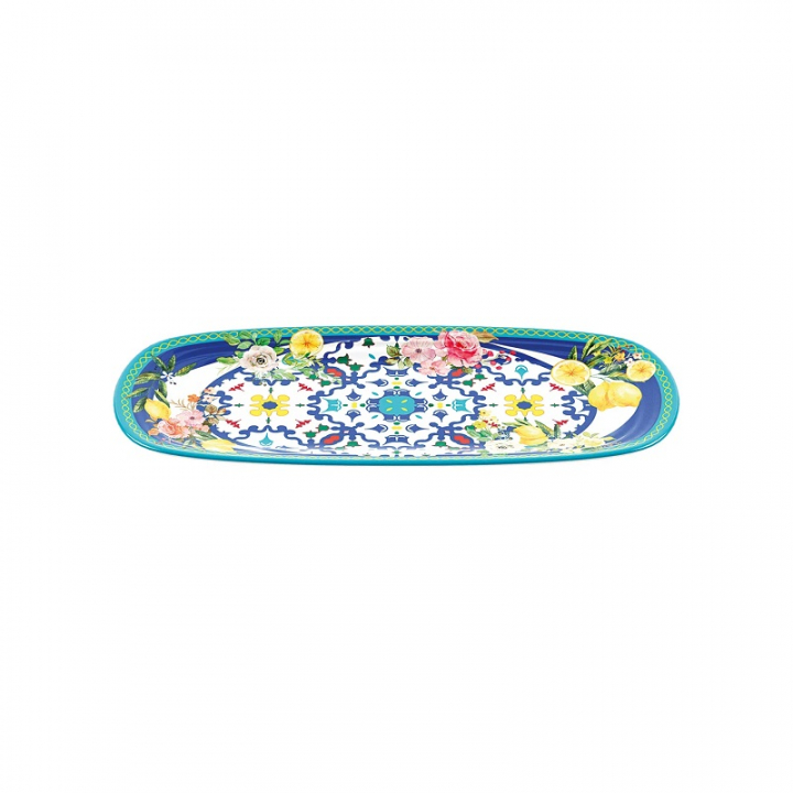 Guzzini melamin liten rektangulär bricka Blomma & Citron, 39,5x16,5xh2,5 cm,, 28190952 i gruppen SERVERING / Serveringstillbehör / Brickor hos NordiskaDeko Djursholm (8008392368694)