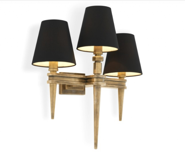 Vägglampan Waterloo Triple vintage mässingsfinish-110990