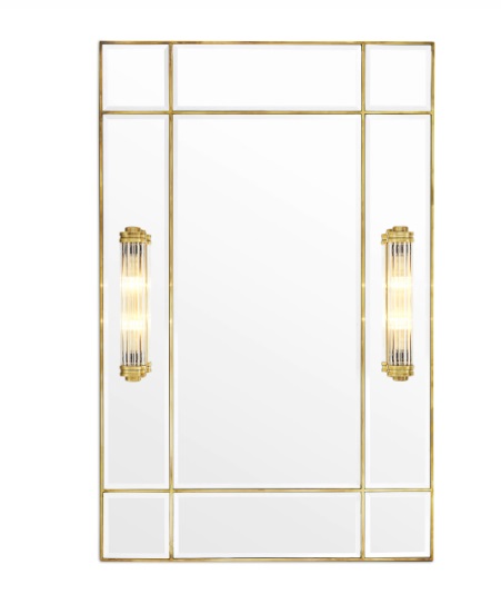 Beaumont-spegel med fasat spegelglas och en ram med antik mässingsfinish-112921