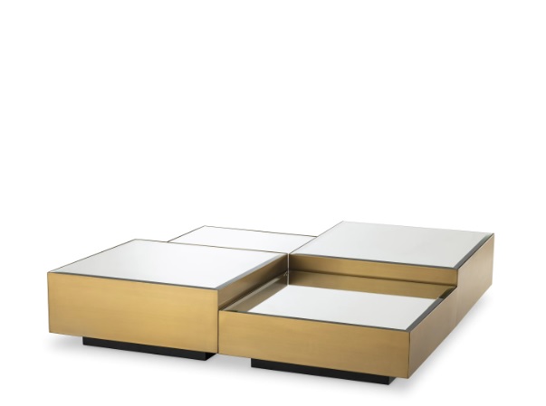 Soffbord Esposito, set med 4 stycken, med borstad mässingsfinish, Eichholtz- 114369