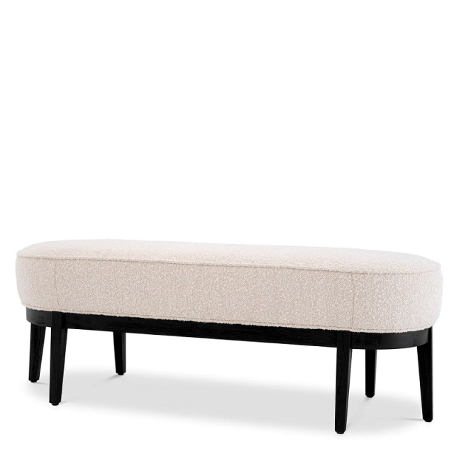 Eichholtz Bänk Jarrett, Bouclé kräm, svart finish - 116230