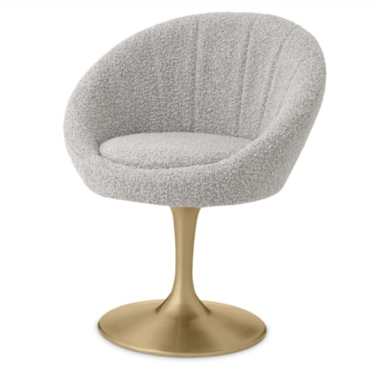 Matstol O'Neill i bouclé-grått tyg-116630