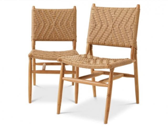 Utomhusmatstol Laroc i naturlig teak, set om 2-117385