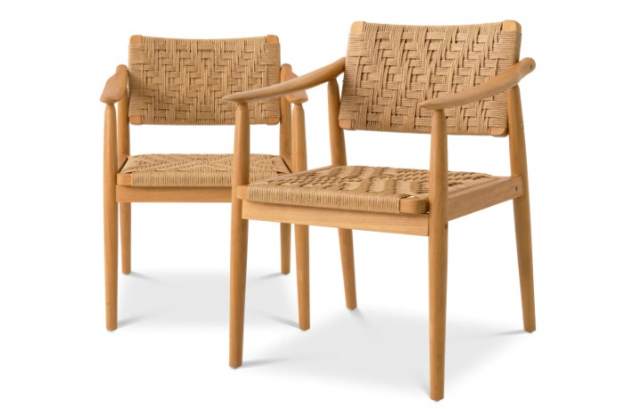 Utomhusmatstol Coral Bay i naturlig teak, set om 2-117386