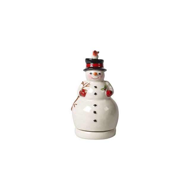 Villeroy & Boch Nostalgisk melodi snögubbe julspeldosa, Vit, porslin, 8 x 8 x 15 cm, 1486406303