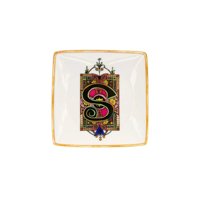 Versace Holiday Alphabet S skål 12 cm kvadratisk platt, 376340