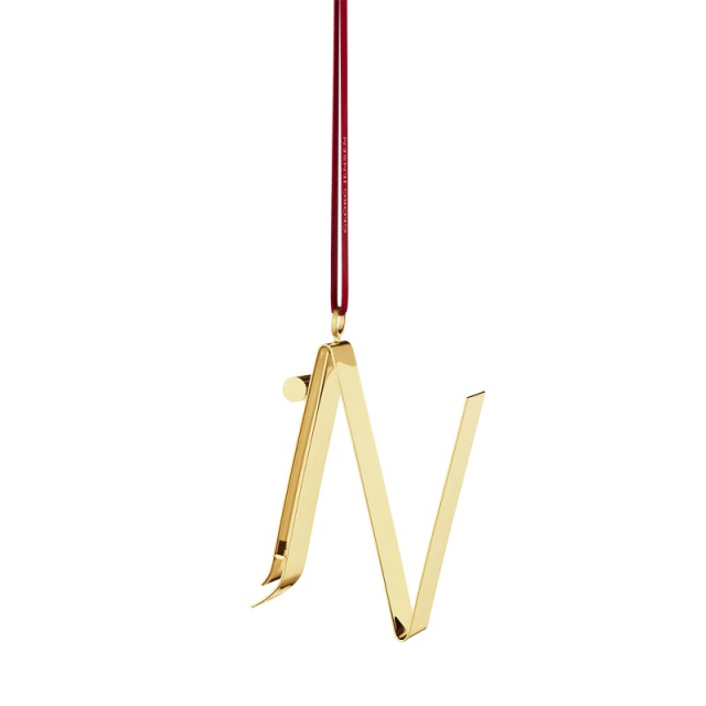 Georg Jensen 2026 CC Letter Ornament, N, 18KT guldpläterad mässing, 10021129N