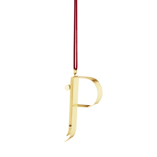 Georg Jensen 2026 CC Letter Ornament, P, 18KT guldpläterad mässing, 10021129P