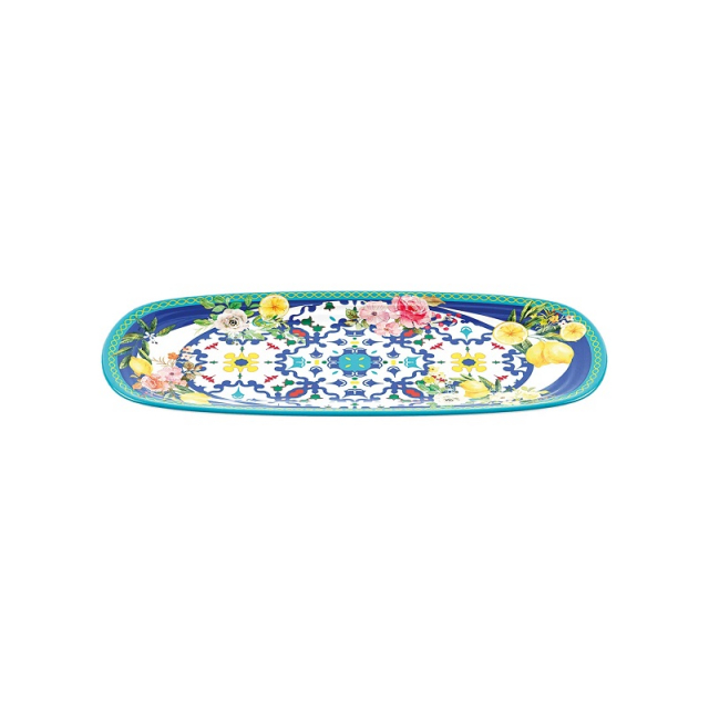 Guzzini melamin liten rektangulär bricka Blomma & Citron, 39,5x16,5xh2,5 cm,, 28190952