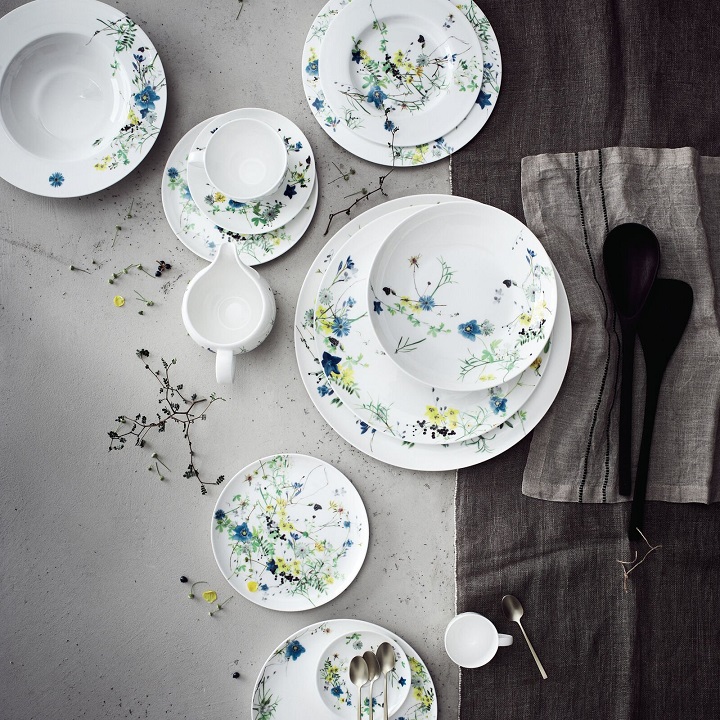 Rosenthal Brilliance Fleurs Des Alpes Geschirr-Set – 4-teilig, Bone China