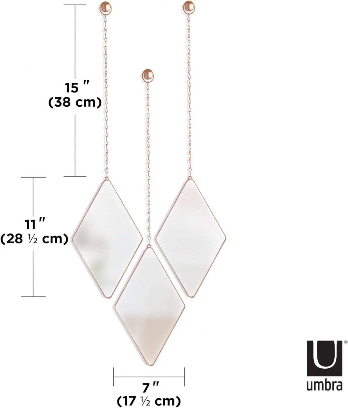 Umbra Dima diamantspegel i koppar set med 3 st, 358777-880