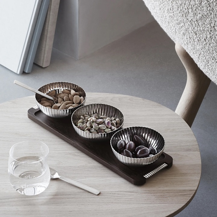 Georg Jensen Bernadotte Bricka Med Skålar, 10018216