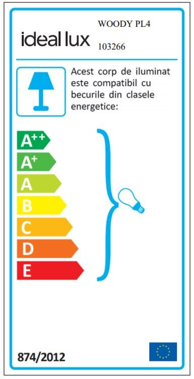 Taklampa Woody PL4 vit, Ideal Lux-103266
