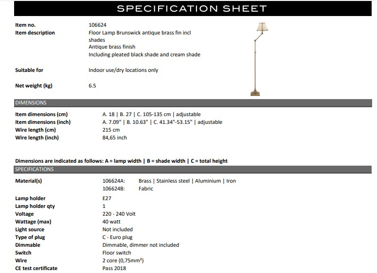 Golvlampa Brunswick, Eichholtz-106624