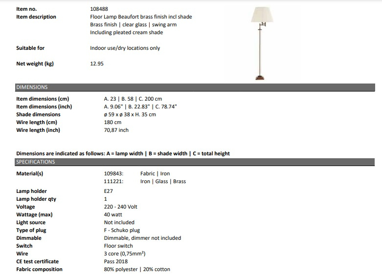 Beaufort Golvlampa, Eichholtz-108488