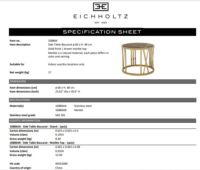 Sidobord Baccarat, guldfinish, Eichholtz- 108864