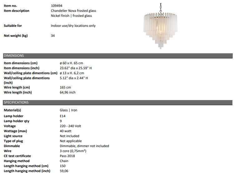 Eichholtz Chandelier Nova- 109494