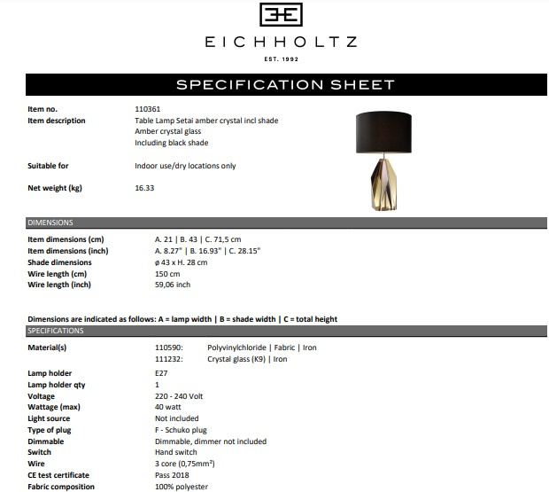 Bordslamp Setai, Eichholtz- 110361