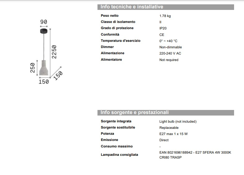 Suspensionslampor Oil SP1, Ideal Lux-110417
