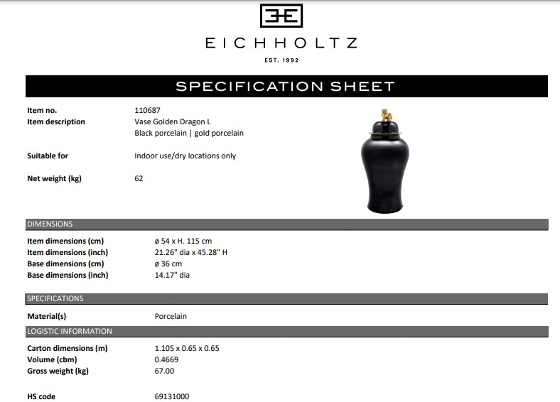 Vas Dragon L, Eichholtz-110687