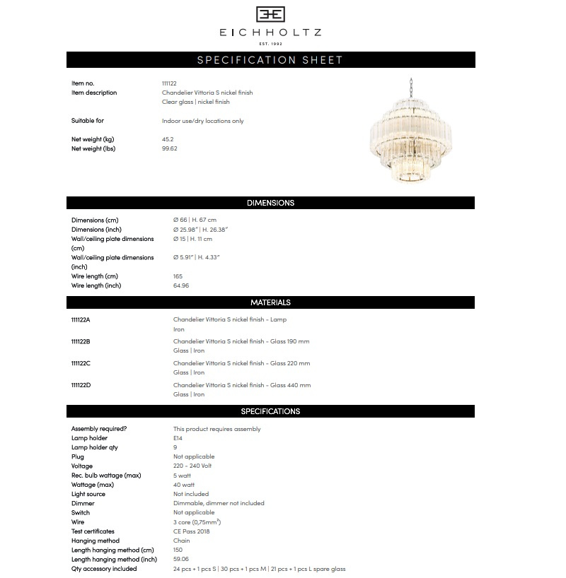 Chandelier Vittoria S, Eichholtz- 111122
