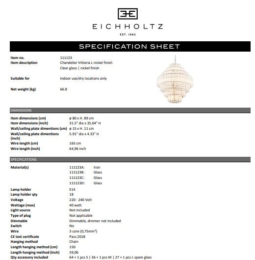 Chandelier Vittoria L, Eichholtz- 111123