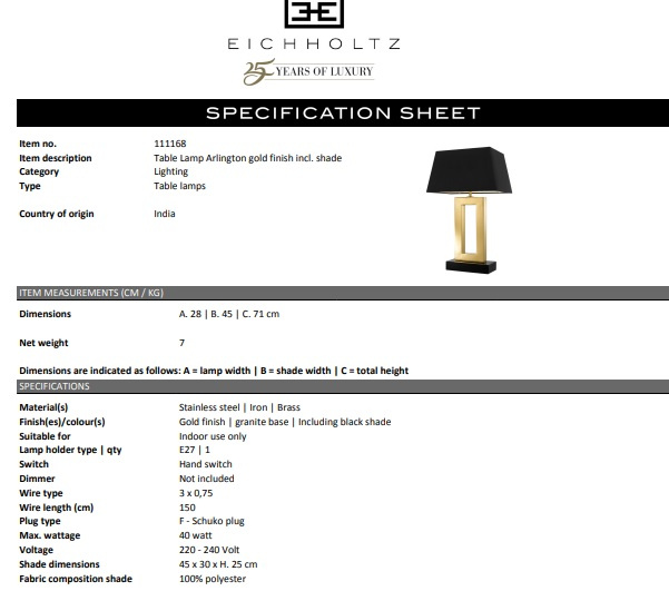 Bordslampa Arlington, Eichholtz- 111168