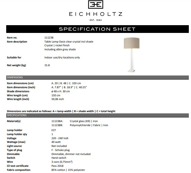 Bordslamp Oasis, Eichholtz- 111238