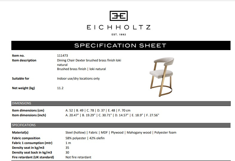 Matstol Dexter, loki natural, Eichholtz- 111473