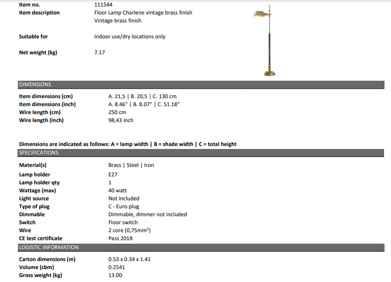 Golvlampa Charlene, Eichholtz-111544