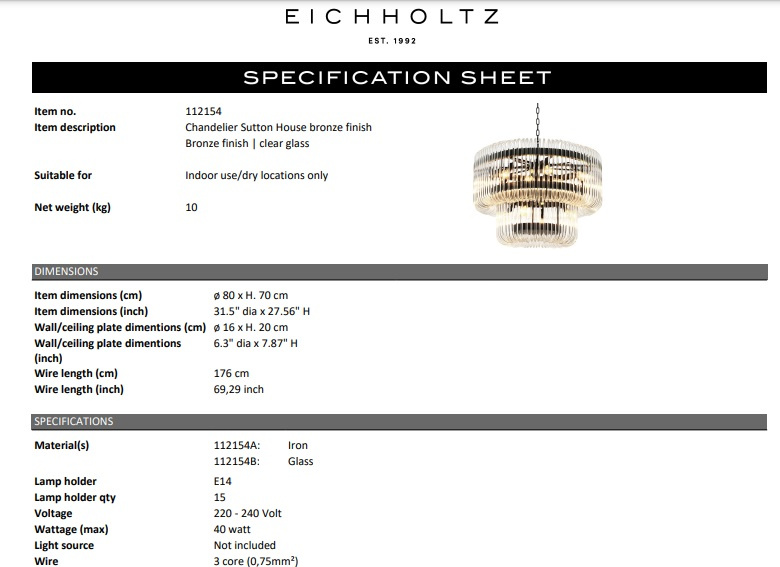 Sutton House ljuskrona, Eichholtz-112154