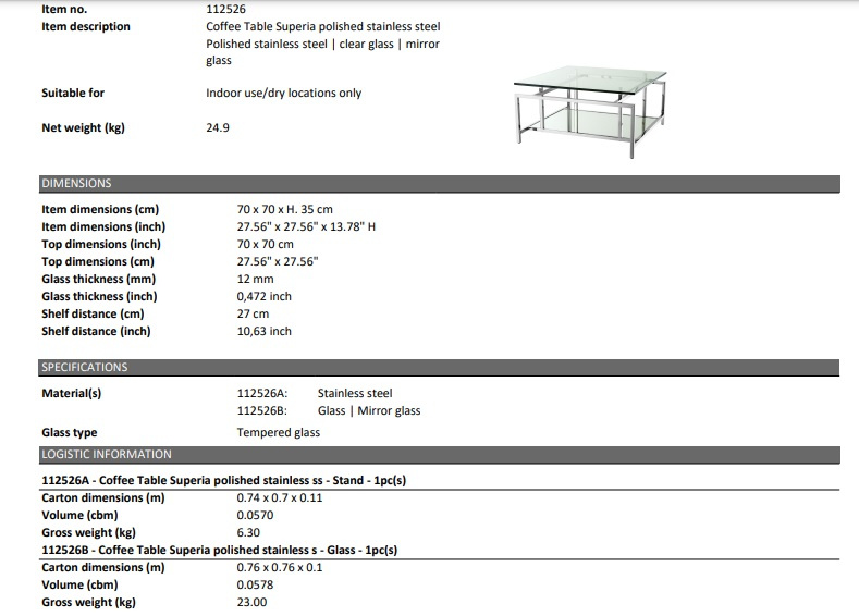 Superia soffbord silver-112526