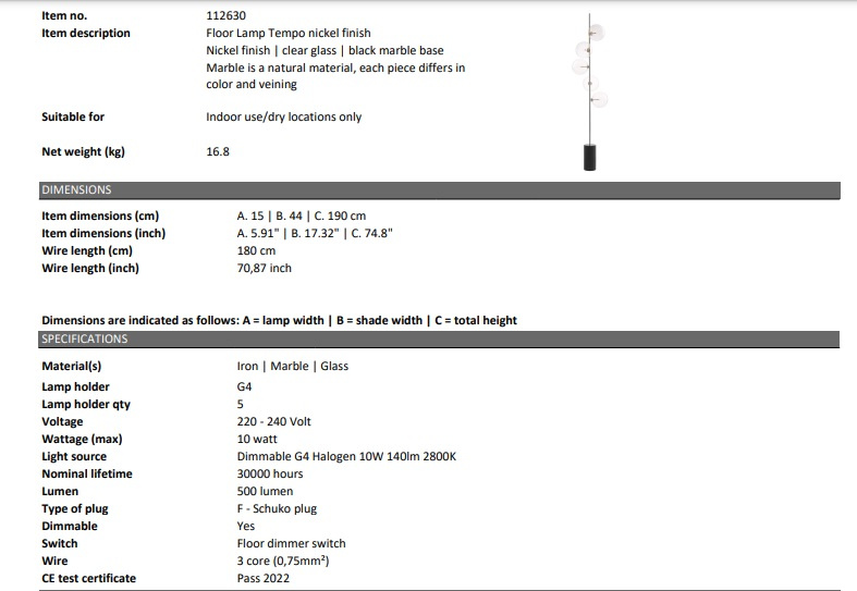 Golvlampa Tempo nickel, Eichholtz-112630