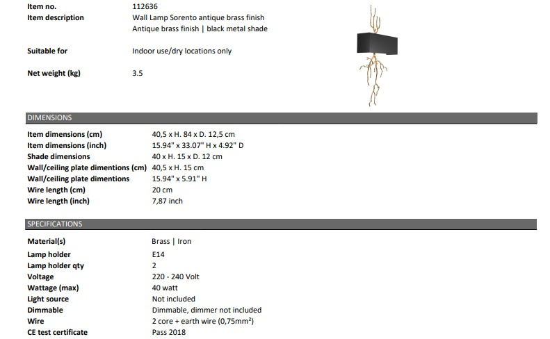 Vägglampa Sorento, Eichholtz-112636