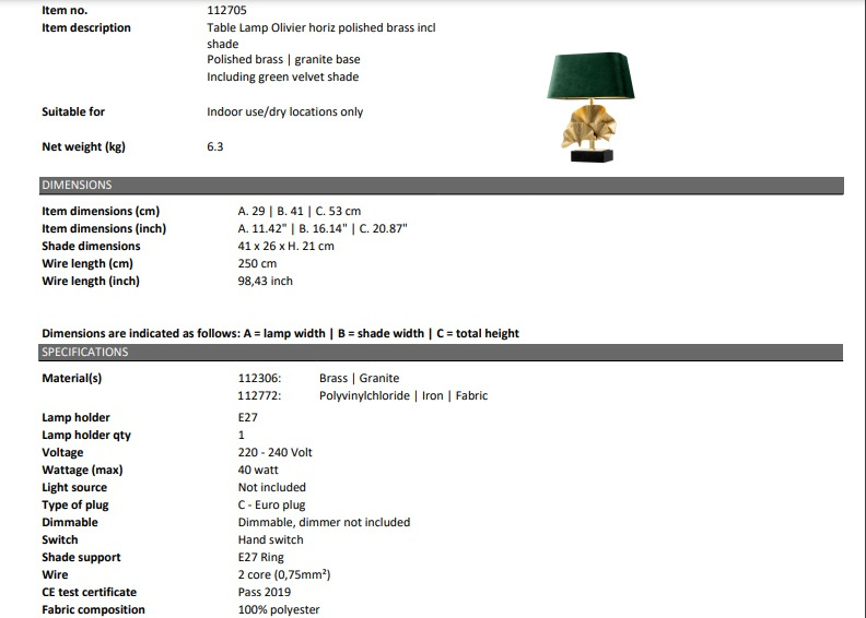 Bordslampa Olivier, Eichholtz- 112705