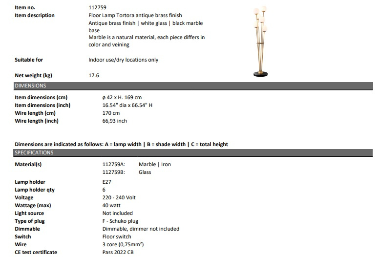 Tortora golvlampa, Eichholtz-112759