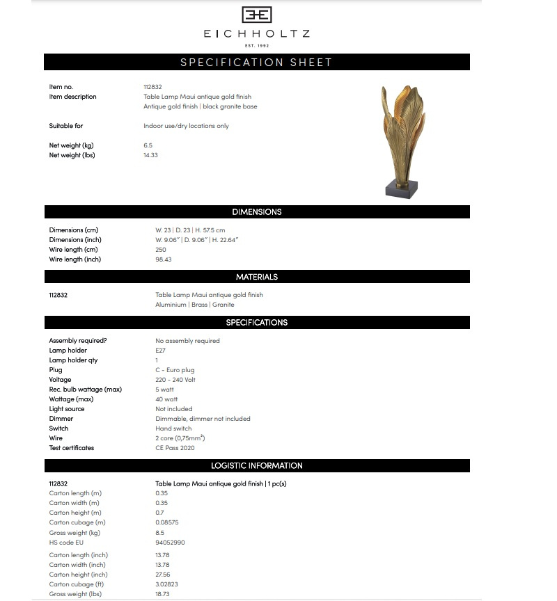 Bordslampa Maui Eichholtz 