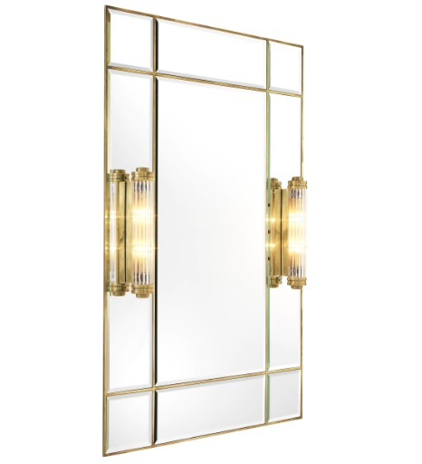 Beaumont-spegel med fasat spegelglas och en ram med antik mässingsfinish-112921