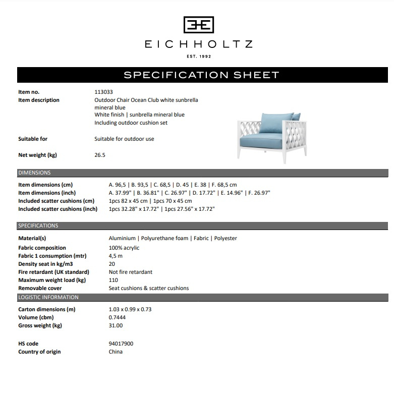 Utomhusstol Ocean Club, Eichholtz-113033