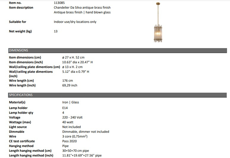 Da Silva ljuskrona, Eichholtz-113085