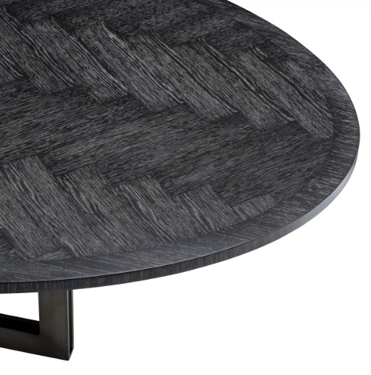 Matbord Melchior, ovalt, ekfanér i kolgrått, bronsfinish, Eichholtz- 113270