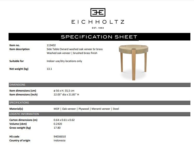 Sidobord Oxnard, ekfanér, Eichholtz- 113402