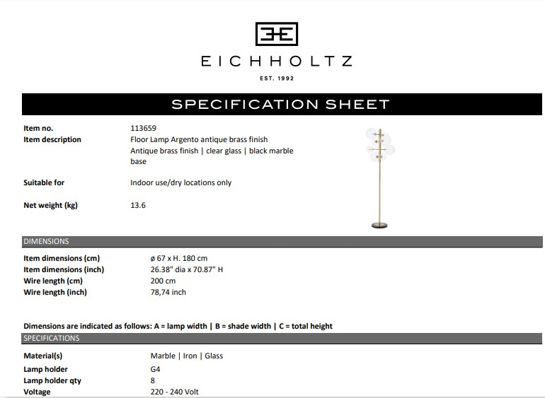 Golvlampa Argento, Eichholtz -113659