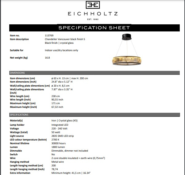 Takkrona Vancouver S, Eichholtz- 113769