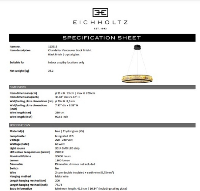 Takkrona Vancouver L, Eichholtz- 113913