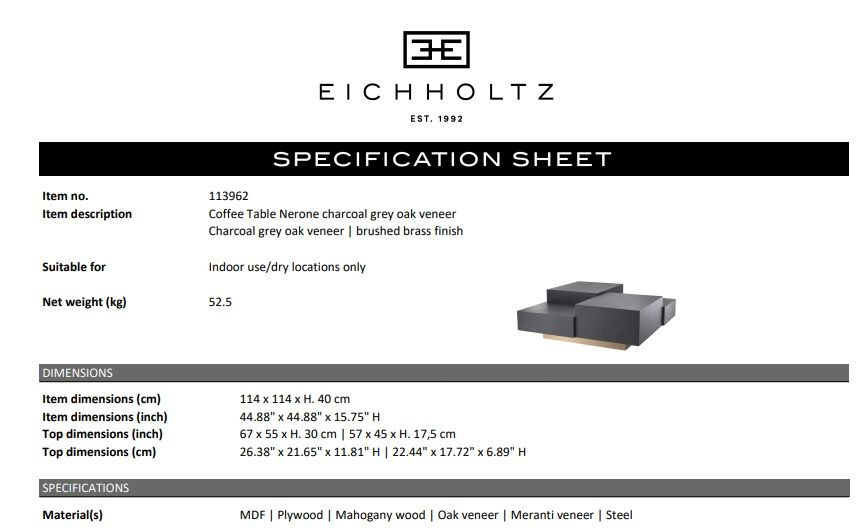Nerone soffbord, ekfanér kolgrått, Eichholtz- 113962